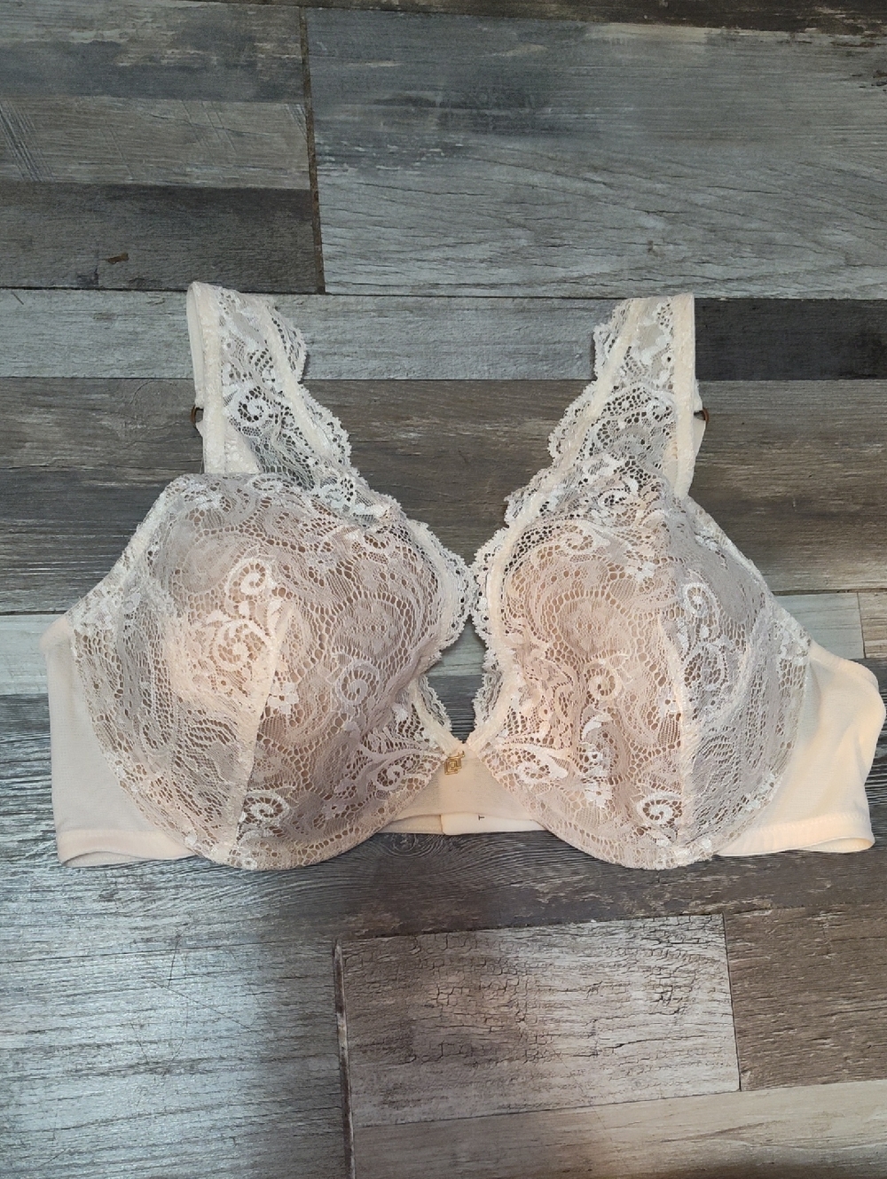 ThirdLove Sz 38D Cream Lace Underwire Pluge Push Up Bra - Delicate Floral Lace